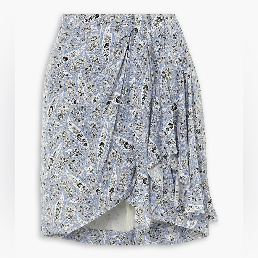 ISABEL MARANT Ixori Draped Paisley-Print Silk Crepe de Chine Mini Skirt